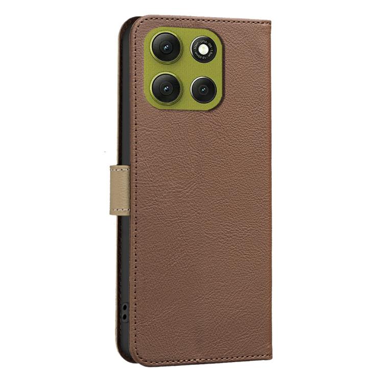 For Motorola Moto G86 5G Splicing Color Hollow Flower Pattern RFID Leather Phone Case