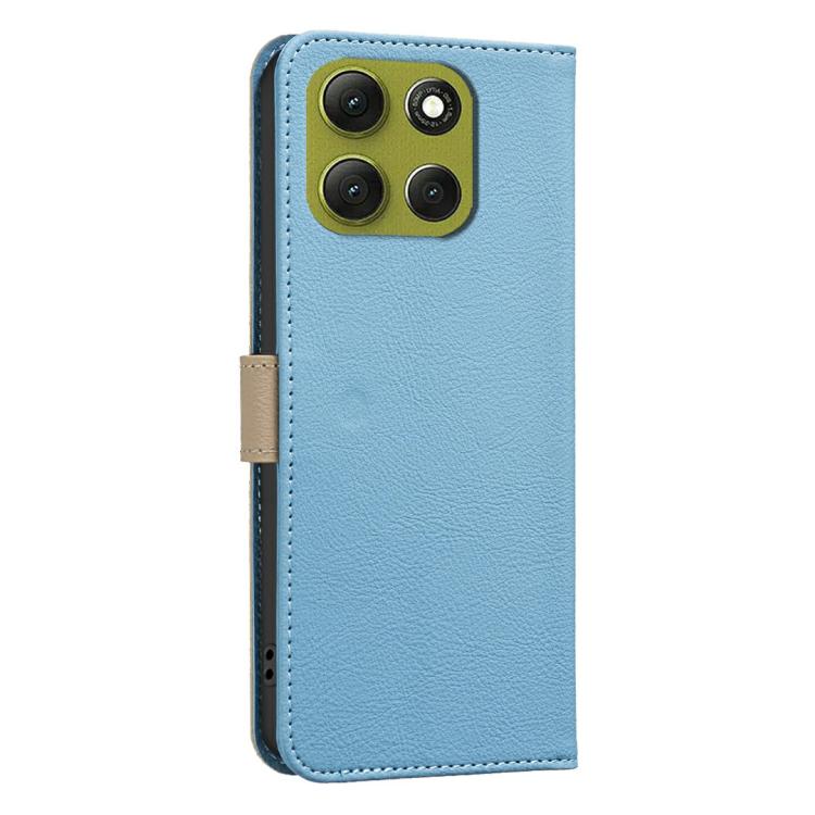 For Motorola Moto G86 5G Splicing Color Hollow Flower Pattern RFID Leather Phone Case