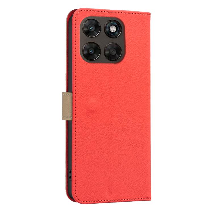 For Motorola Moto G67 5G / G77 5G Splicing Color Hollow Flower Pattern RFID Leather Phone Case