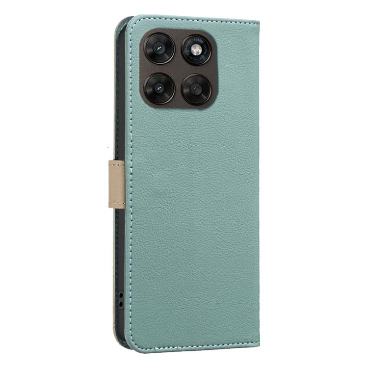For Motorola Moto G67 5G / G77 5G Splicing Color Hollow Flower Pattern RFID Leather Phone Case