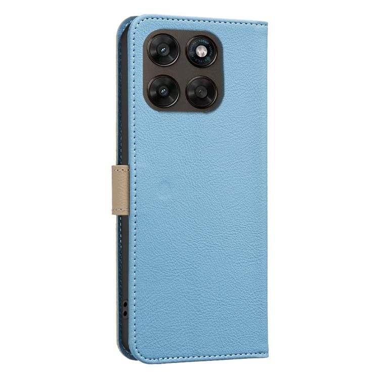 For Motorola Moto G67 5G / G77 5G Splicing Color Hollow Flower Pattern RFID Leather Phone Case