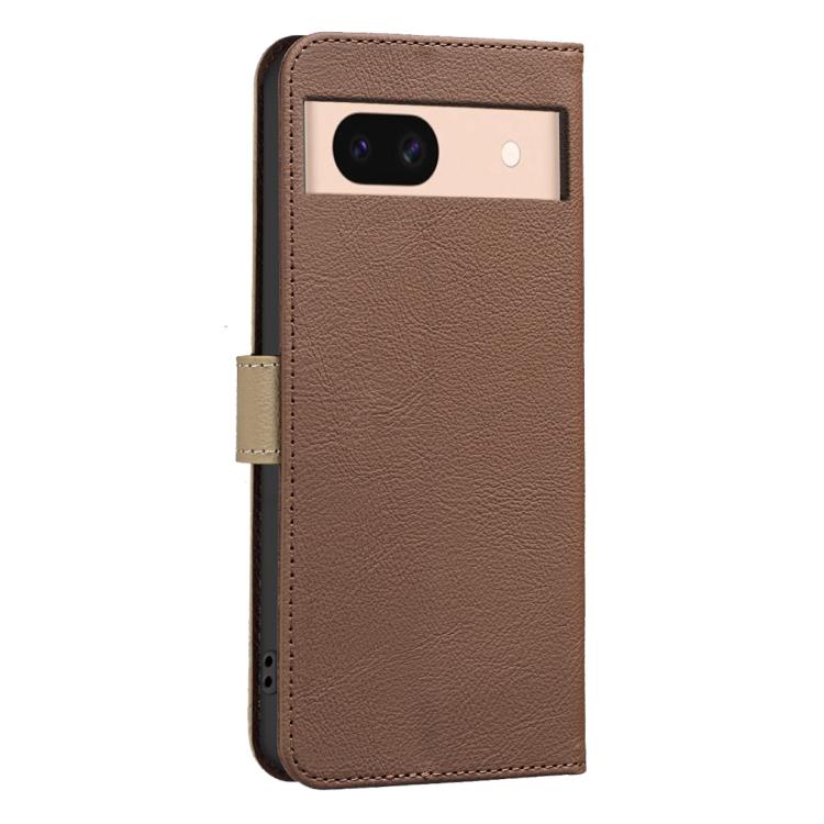 For Google Pixel 8A Splicing Color Hollow Flower Pattern RFID Leather Phone Case