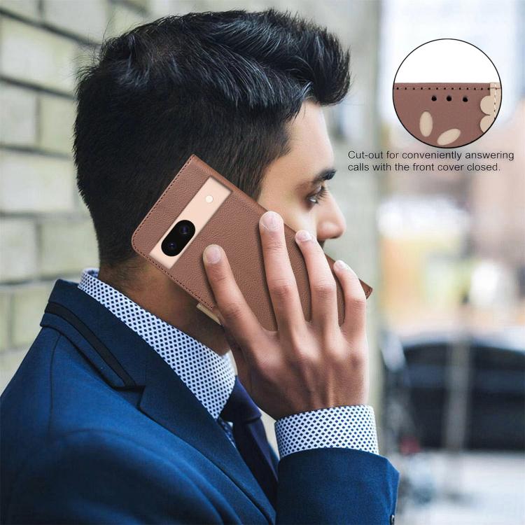 For Google Pixel 8A Splicing Color Hollow Flower Pattern RFID Leather Phone Case