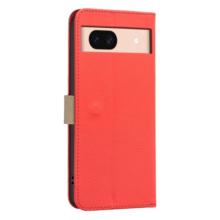 For Google Pixel 8A Splicing Color Hollow Flower Pattern RFID Leather Phone Case