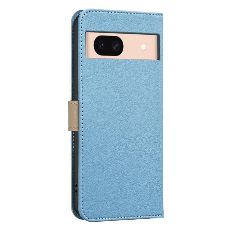 For Google Pixel 8A Splicing Color Hollow Flower Pattern RFID Leather Phone Case