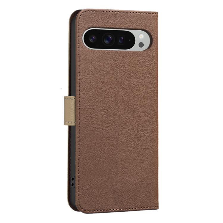 For Google Pixel 8 Splicing Color Hollow Flower Pattern RFID Leather Phone Case