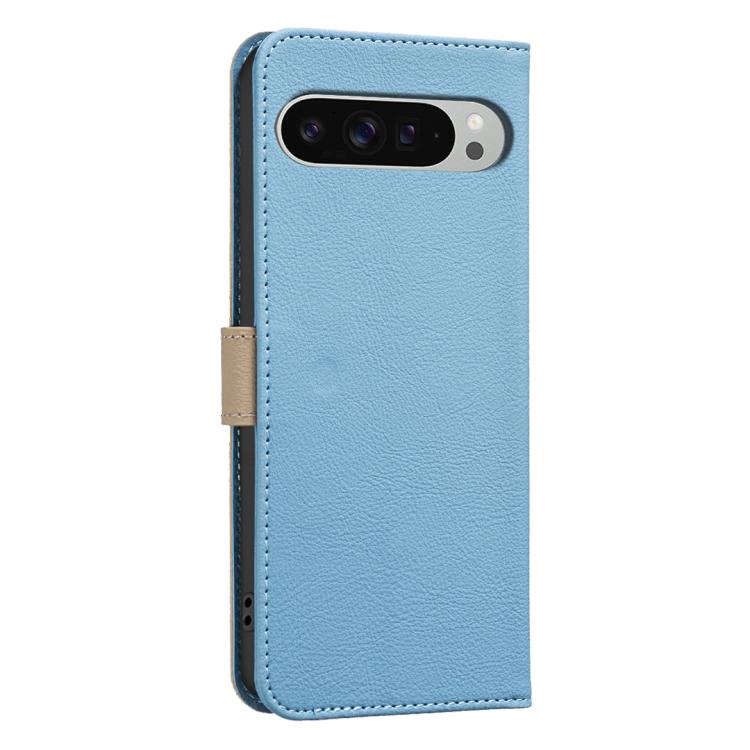 For Google Pixel 8 Splicing Color Hollow Flower Pattern RFID Leather Phone Case