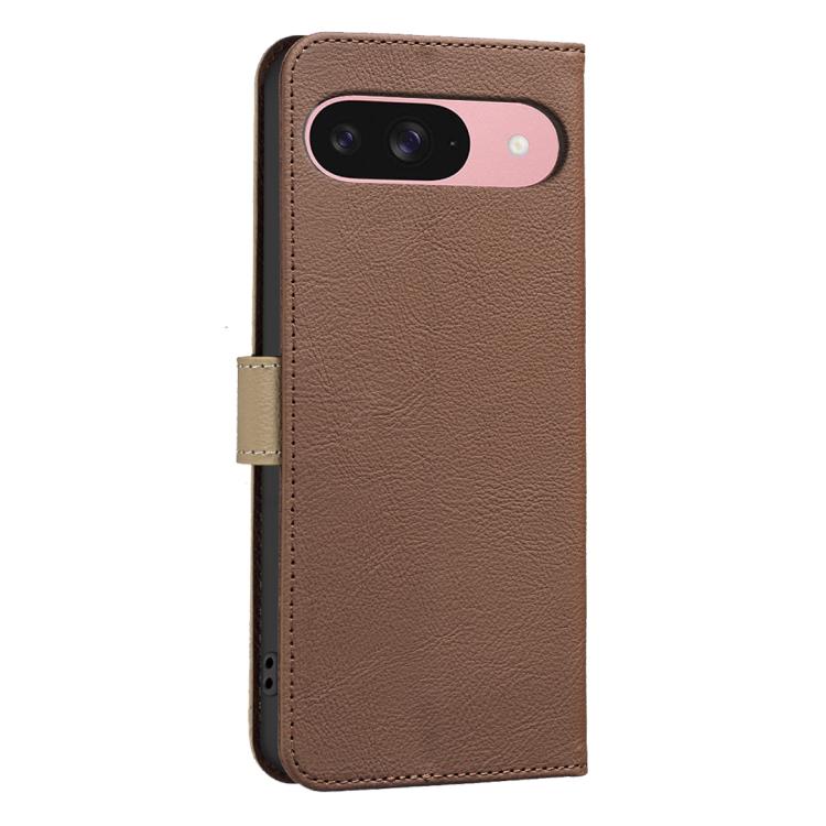 For Google Pixel 9 / 9 Pro Splicing Color Hollow Flower Pattern RFID Leather Phone Case