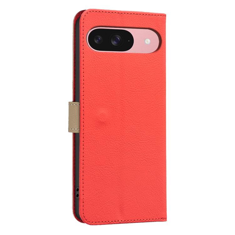 For Google Pixel 9 / 9 Pro Splicing Color Hollow Flower Pattern RFID Leather Phone Case