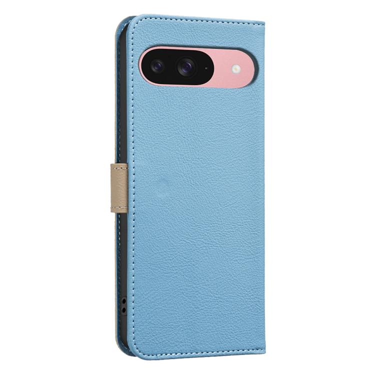 For Google Pixel 9 / 9 Pro Splicing Color Hollow Flower Pattern RFID Leather Phone Case