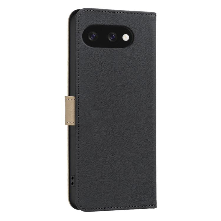 For Google Pixel 9a Splicing Color Hollow Flower Pattern RFID Leather Phone Case