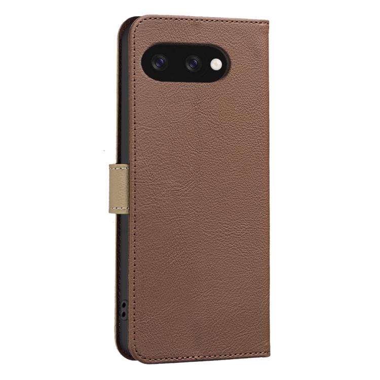 For Google Pixel 9a Splicing Color Hollow Flower Pattern RFID Leather Phone Case