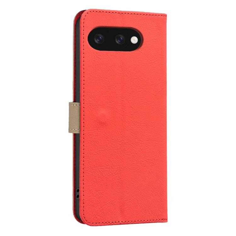 For Google Pixel 9a Splicing Color Hollow Flower Pattern RFID Leather Phone Case