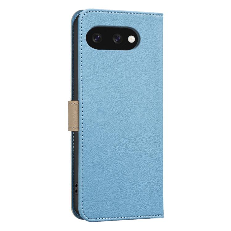 For Google Pixel 9a Splicing Color Hollow Flower Pattern RFID Leather Phone Case