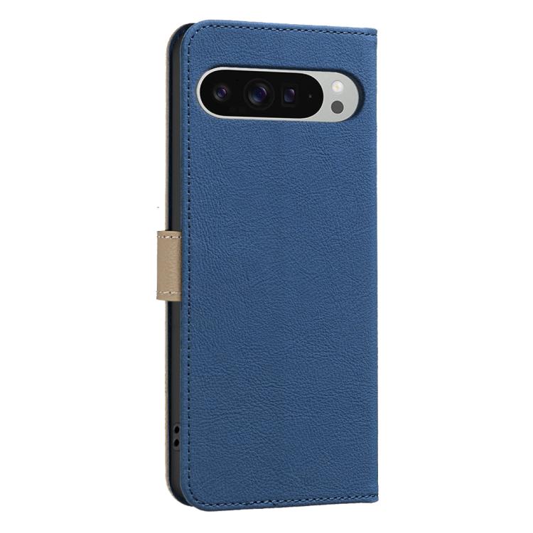For Google Pixel 9 Pro XL Splicing Color Hollow Flower Pattern RFID Leather Phone Case