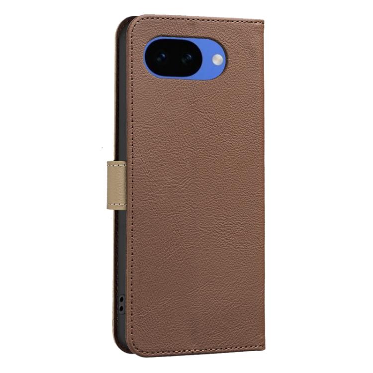 For Google Pixel 10a Splicing Color Hollow Flower Pattern RFID Leather Phone Case