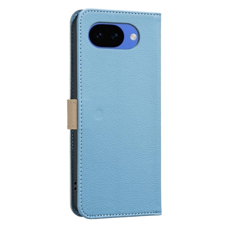 For Google Pixel 10a Splicing Color Hollow Flower Pattern RFID Leather Phone Case