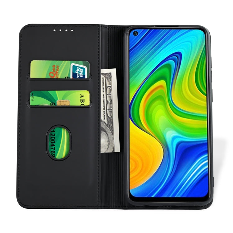 For Xiaomi Redmi Note 9 Strong Magnetism Shockproof Horizontal Flip Liquid Feel Leather Case with Holder & Card Slots & Wallet