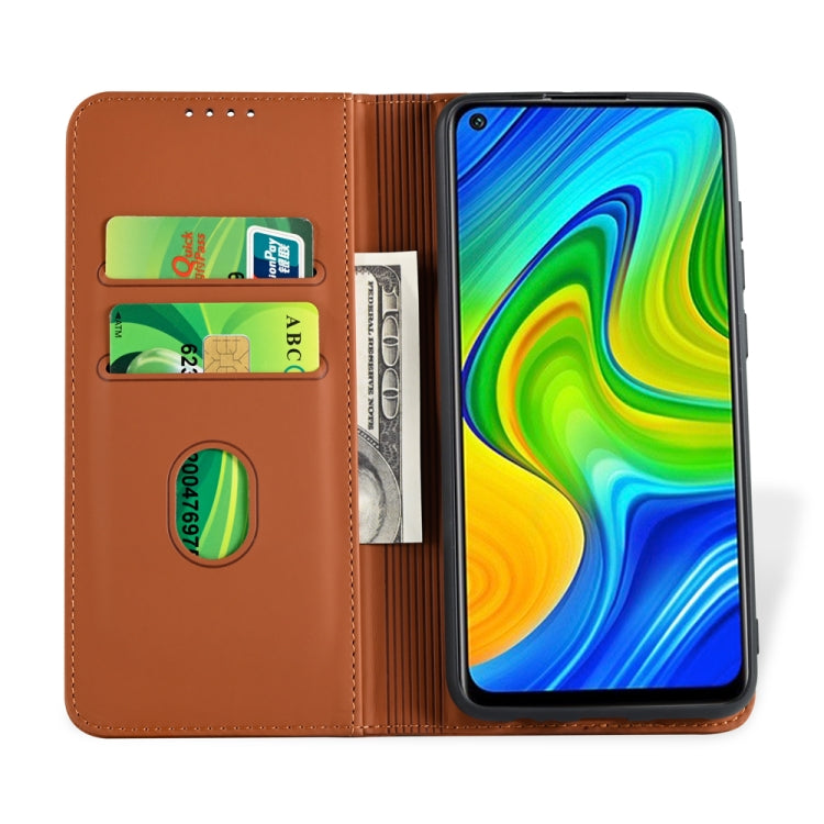 For Xiaomi Redmi Note 9 Strong Magnetism Shockproof Horizontal Flip Liquid Feel Leather Case with Holder & Card Slots & Wallet