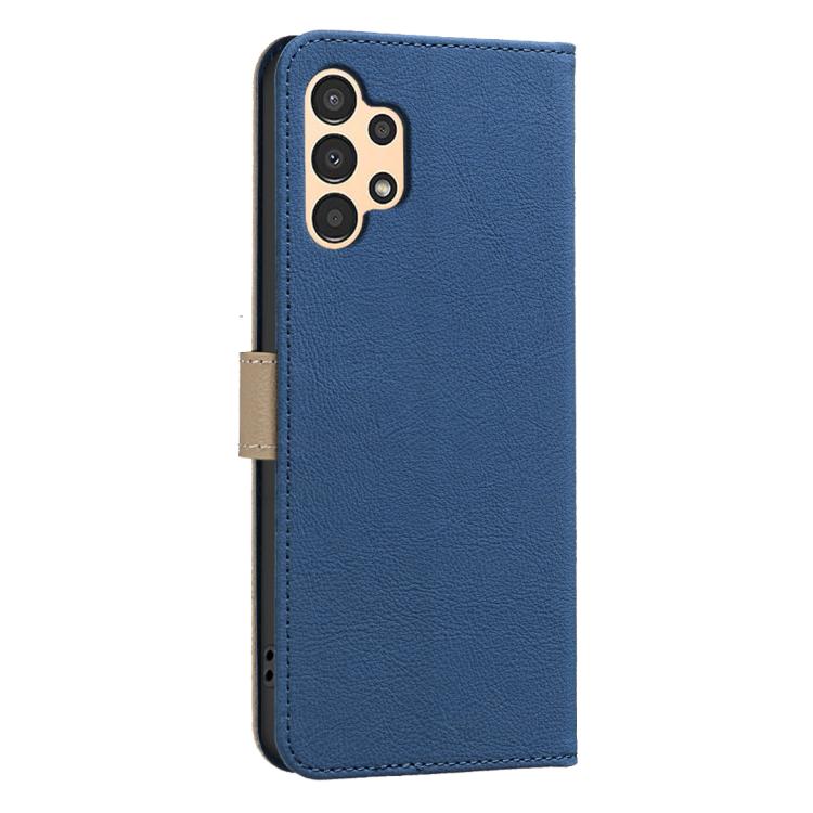 For Samsung Galaxy A13 Splicing Color Hollow Flower Pattern RFID Leather Phone Case