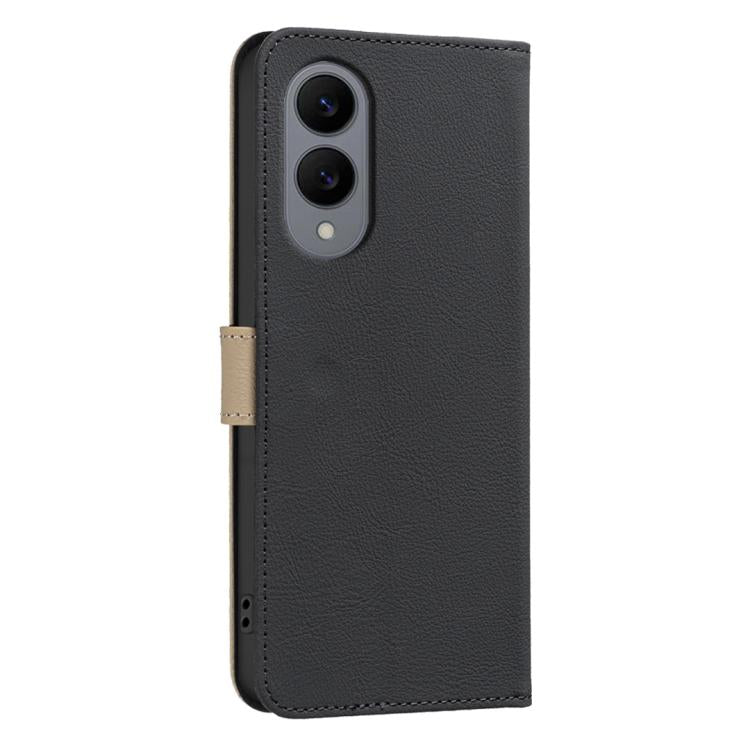 For Samsung Galaxy S25 Edge 5G Splicing Color Hollow Flower Pattern RFID Leather Phone Case