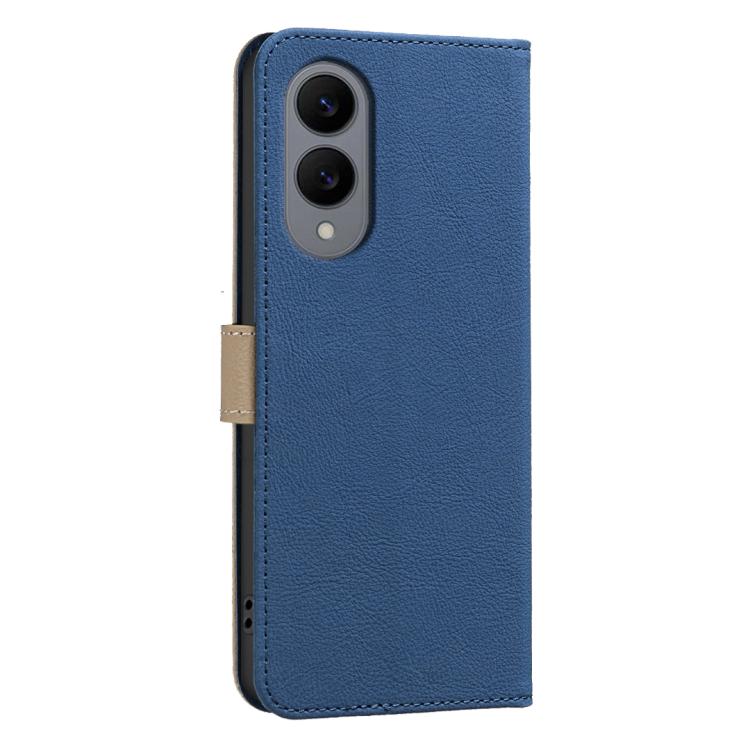 For Samsung Galaxy S25 Edge 5G Splicing Color Hollow Flower Pattern RFID Leather Phone Case