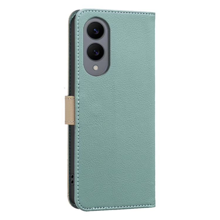 For Samsung Galaxy S25 Edge 5G Splicing Color Hollow Flower Pattern RFID Leather Phone Case
