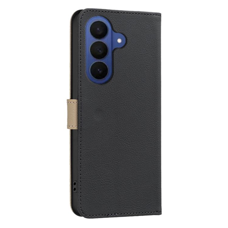 For Samsung Galaxy S26 5G Splicing Color Hollow Flower Pattern RFID Leather Phone Case