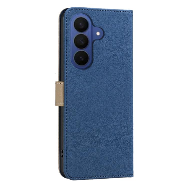 For Samsung Galaxy S26 5G Splicing Color Hollow Flower Pattern RFID Leather Phone Case
