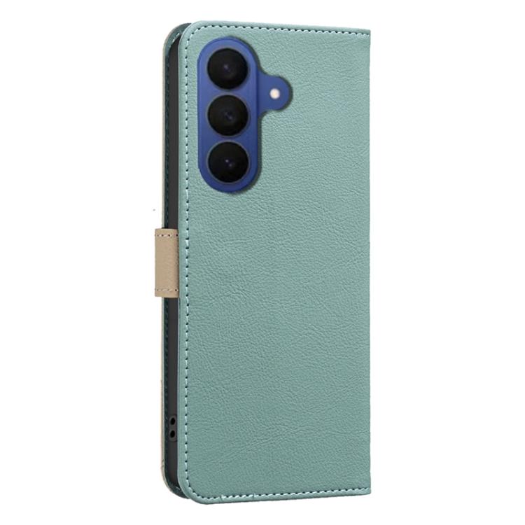 For Samsung Galaxy S26 5G Splicing Color Hollow Flower Pattern RFID Leather Phone Case