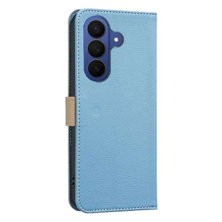 For Samsung Galaxy S26 5G Splicing Color Hollow Flower Pattern RFID Leather Phone Case