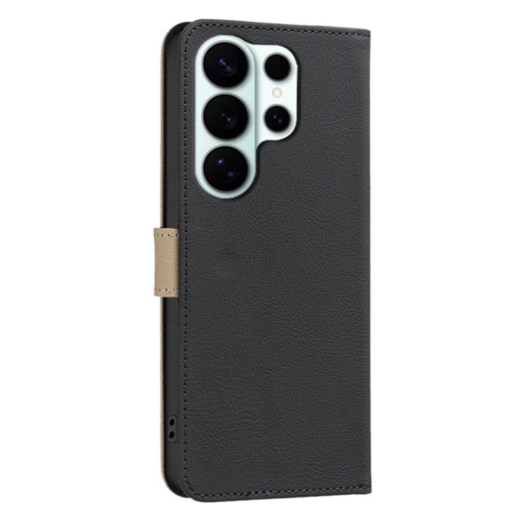 For Samsung Galaxy S26 Ultra 5G Splicing Color Hollow Flower Pattern RFID Leather Phone Case