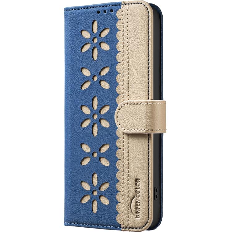 For Samsung Galaxy S26 Ultra 5G Splicing Color Hollow Flower Pattern RFID Leather Phone Case