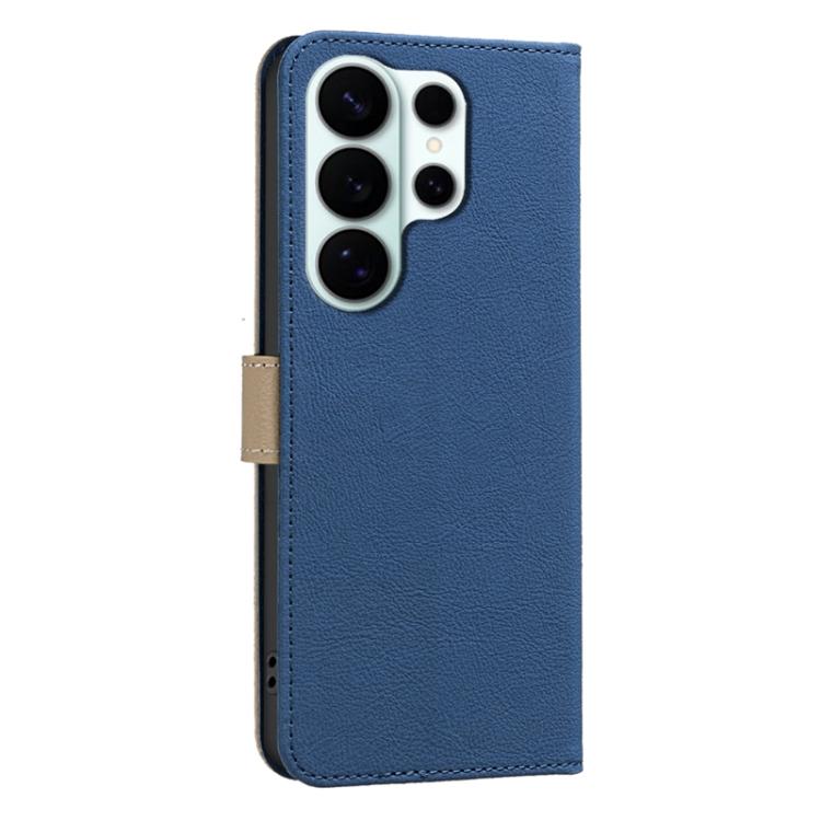 For Samsung Galaxy S26 Ultra 5G Splicing Color Hollow Flower Pattern RFID Leather Phone Case