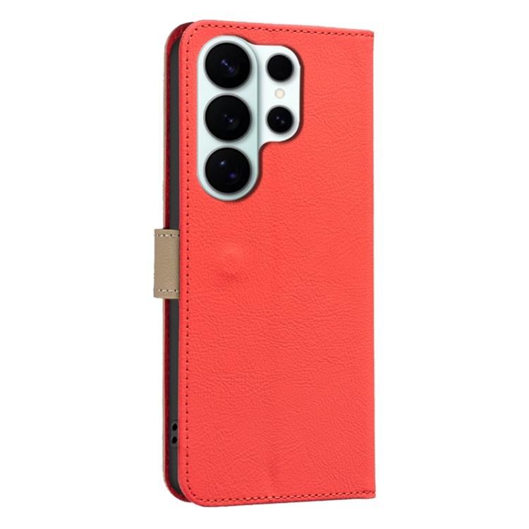 For Samsung Galaxy S26 Ultra 5G Splicing Color Hollow Flower Pattern RFID Leather Phone Case