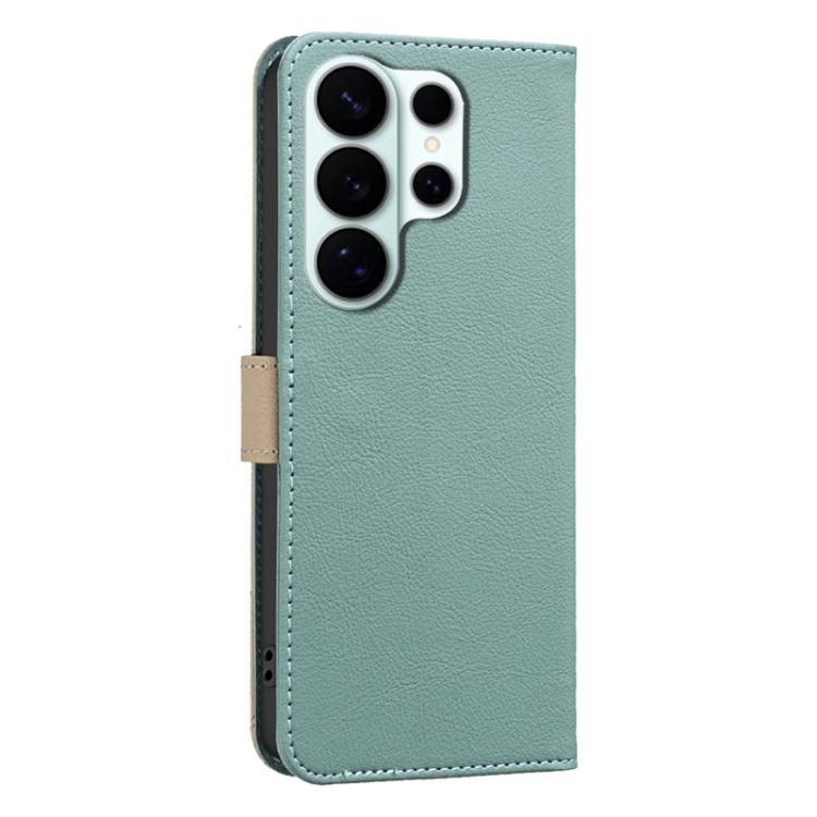 For Samsung Galaxy S26 Ultra 5G Splicing Color Hollow Flower Pattern RFID Leather Phone Case