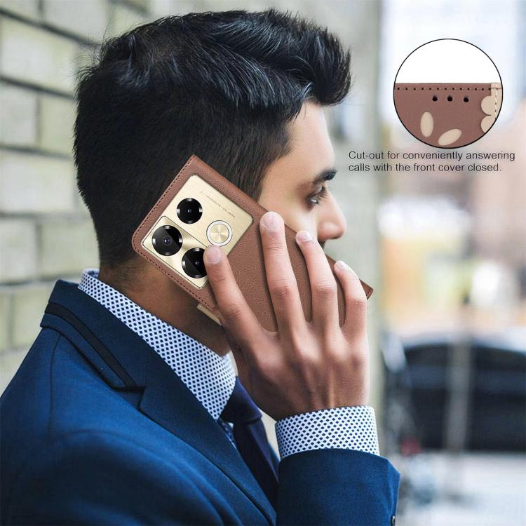 For Infinix Note 40 Pro / 40 Pro+ Splicing Color Hollow Flower Pattern RFID Leather Phone Case