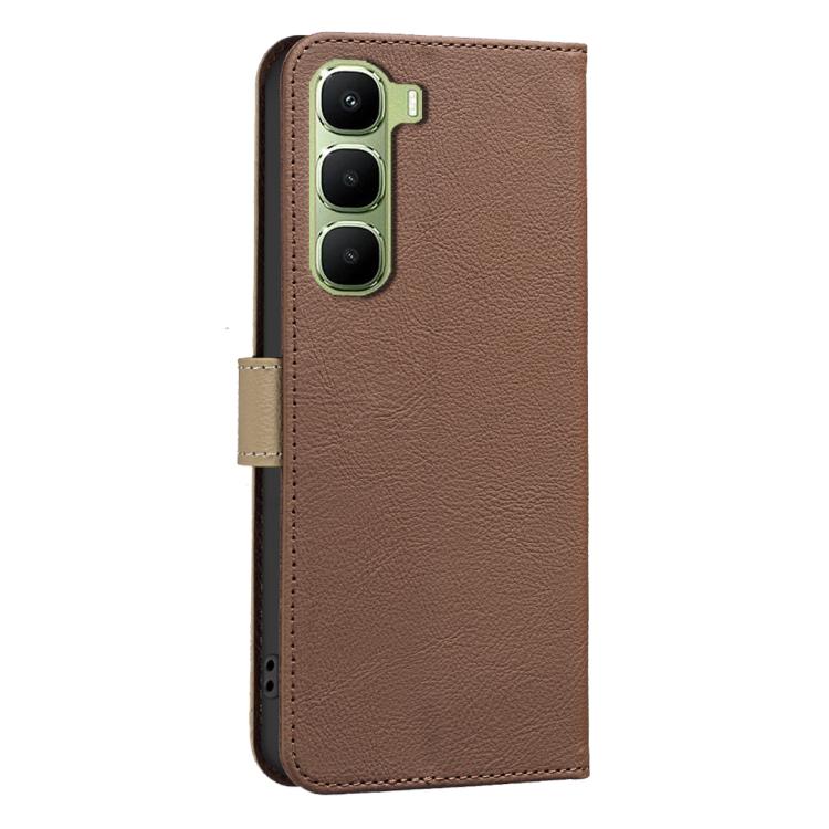 For Infinix Hot 70 5G Splicing Color Hollow Flower Pattern RFID Leather Phone Case