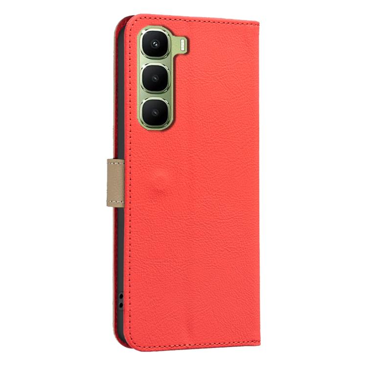For Infinix Hot 70 5G Splicing Color Hollow Flower Pattern RFID Leather Phone Case