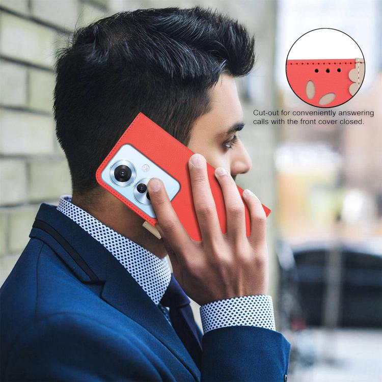 For OPPO Reno11 F Splicing Color Hollow Flower Pattern RFID Leather Phone Case