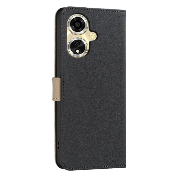 For OPPO A59 5G Splicing Color Hollow Flower Pattern RFID Leather Phone Case