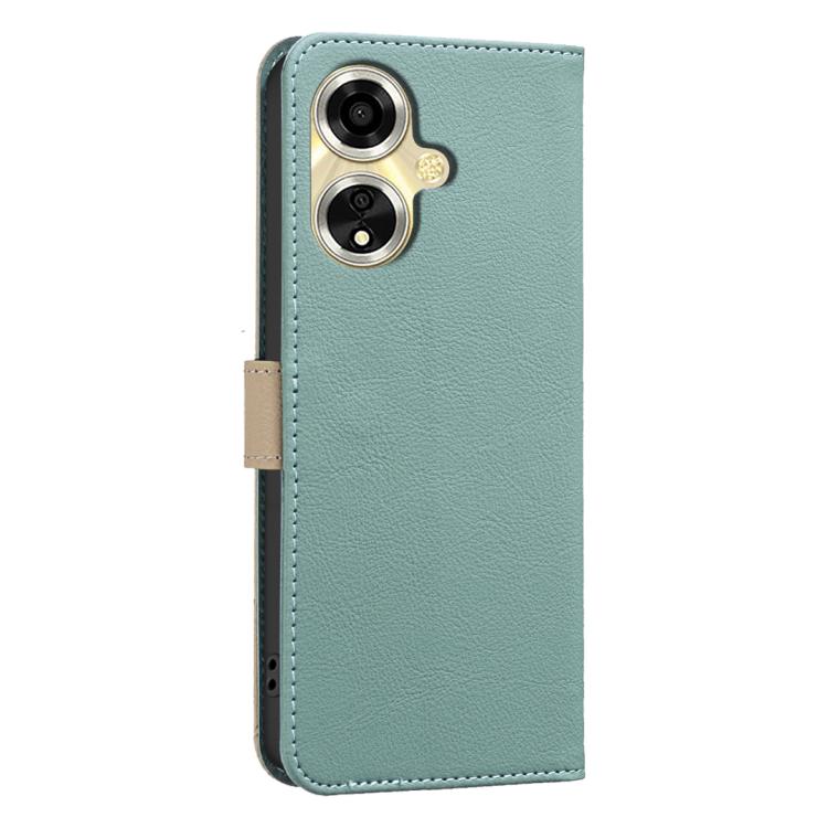 For OPPO A59 5G Splicing Color Hollow Flower Pattern RFID Leather Phone Case