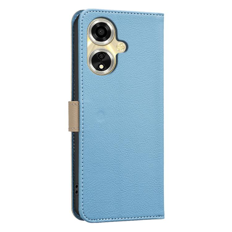 For OPPO A59 5G Splicing Color Hollow Flower Pattern RFID Leather Phone Case
