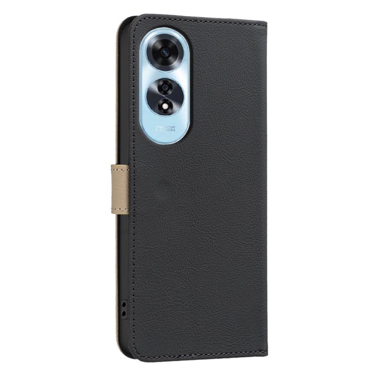 For OPPO A60 4G Splicing Color Hollow Flower Pattern RFID Leather Phone Case