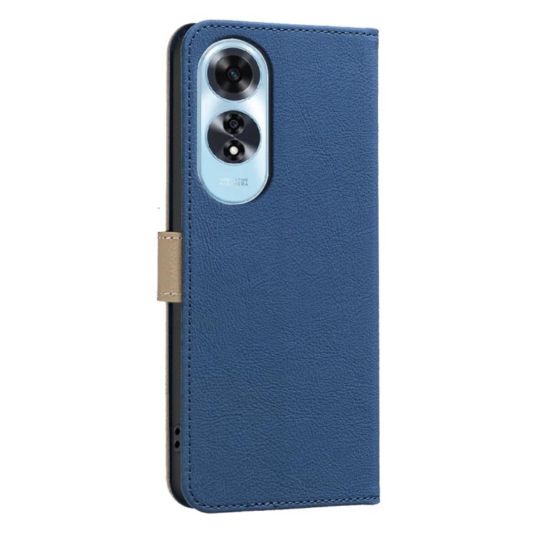 For OPPO A60 4G Splicing Color Hollow Flower Pattern RFID Leather Phone Case