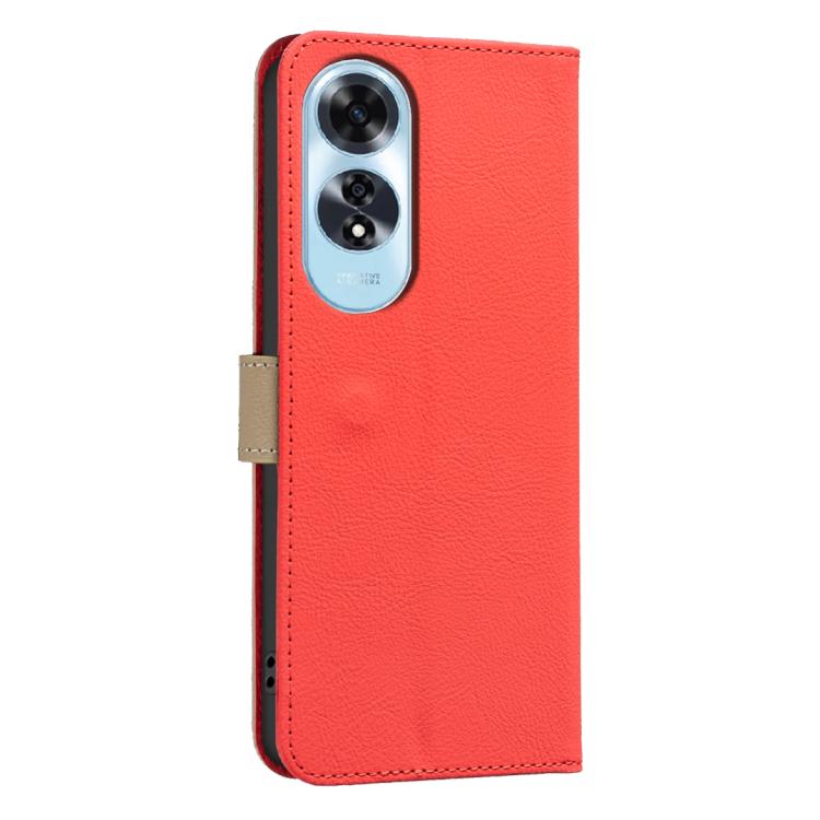 For OPPO A60 4G Splicing Color Hollow Flower Pattern RFID Leather Phone Case