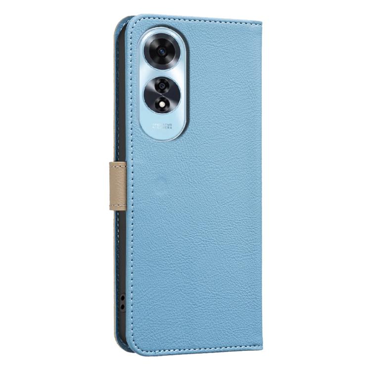 For OPPO A60 4G Splicing Color Hollow Flower Pattern RFID Leather Phone Case