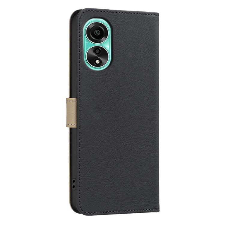For OPPO A78 4G Splicing Color Hollow Flower Pattern RFID Leather Phone Case
