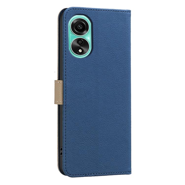For OPPO A78 4G Splicing Color Hollow Flower Pattern RFID Leather Phone Case