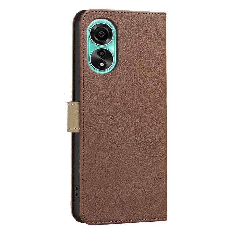 For OPPO A78 4G Splicing Color Hollow Flower Pattern RFID Leather Phone Case